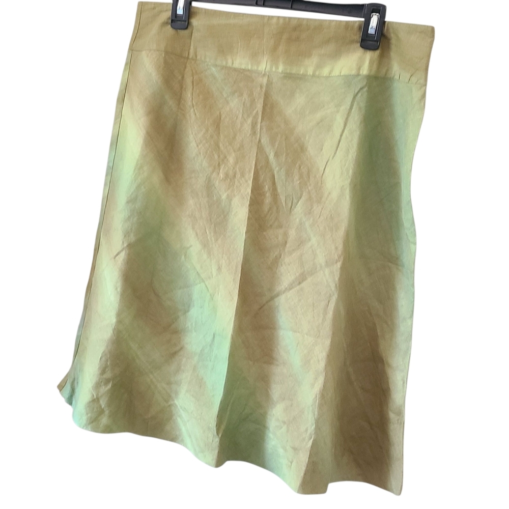 Merona A-Line Skirt in Tan And Green Linen
